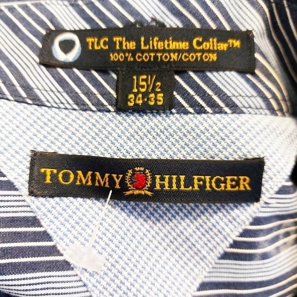 Tommy Hilfiger Men's Blue Striped Shirt Neck 15.5 NWOT - Picture 4 of 6